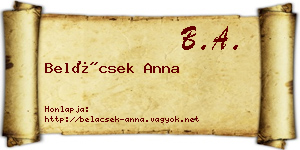 Belácsek Anna névjegykártya